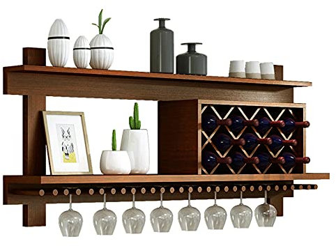 WAOCEO Weinregale Wandmontierter Weinkabinett, Hält Weinflaschen und Stemware-Glashalter, Dekorativ for Home-Bar, Esszimmer, Küche barschrank (Size : 100cm)