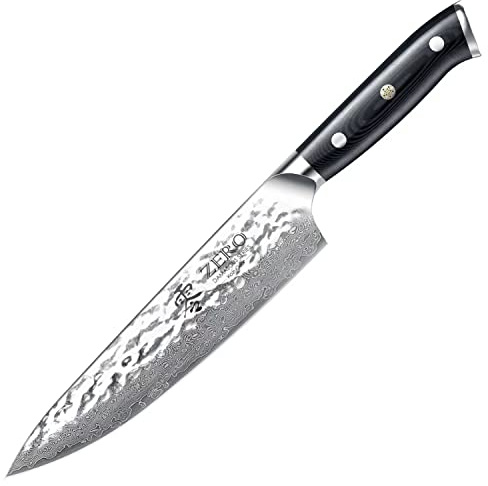 KozyGear | Chef's 8'' Kochmesser | 33cm professionelle Küchenmesser | VG-10-Edelstahl | gehärmmert | ultrascharfe Klinge | Micarta | ergonomischer Griff | 6KGZ-1003S | M801, 18054