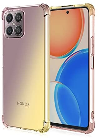 WILLIS Funda para Honor X8 4G, Carcasa Protectora de Color Degradado Transparente, 6.7 Case para Teléfono Anticaída y Antiarañazos Oro Negro