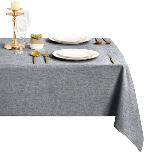 DWCN Grau Tischdecke Leinenoptik Abwaschbar Tischwäsche Wasserabweisend Tischtuch für Esszimmer, Garten, Party, Hochzeiten oder Haushalt,110x140cm