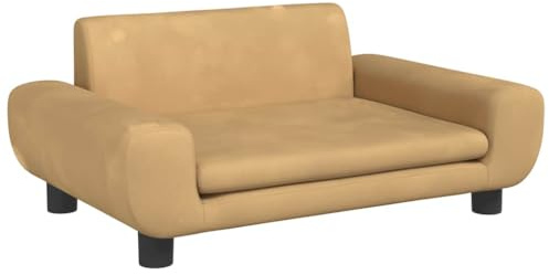vidaXL Hundebett, Hundekissen mit weicher Polsterung, Hundesofa Hundecouch für kleine Hunde Haustiere, Haustierbett Katzenbett, Braun Samt