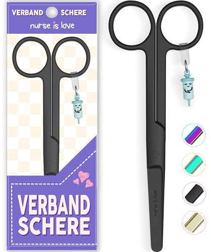 Nurse is Love Mayo Schere, Verbandsschere Pflege, Verbandschere Krankenschwester Schere aus Edelstahl scharf, abgerundete Spitze | für rettungsschere | Trauma schere mit bunt Designs |