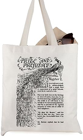 JTOUK Bookish Gift Literarisches Geschenk Stolz und Vorurteil Buchliebhaber Segeltuch Tragetasche, Pride Tote EU, 13.78 inch x 14.96 inch, Large