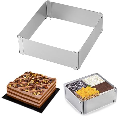Molde Pastel Mousse Ajustable, Anillo Pastel Cuadrado Hornear, Molde Extensible Para Hornear, Molde Para Mousse de Acero Inoxidable, Aro Para Tartas Ajustable, Molde Tarta Mousse, Para Hacer Tartas