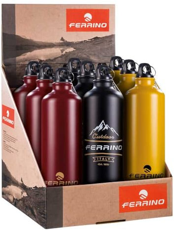 Ferrino ALU Drink 0,75 LT Pure Display 9 PCS Thermo, Adulti Unisex, Nero (Nero) Taglia unica