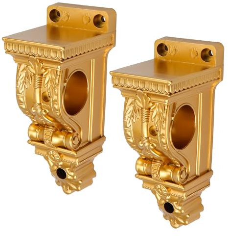 Mewutal Vorhangstangenhalter aus Kunststoff, goldfarben, mit 3,8 cm Durchmesser, für Gardinenstangen, luxuriös, für Fensterdekoration (Gold, Einzelloch), 2 Stück