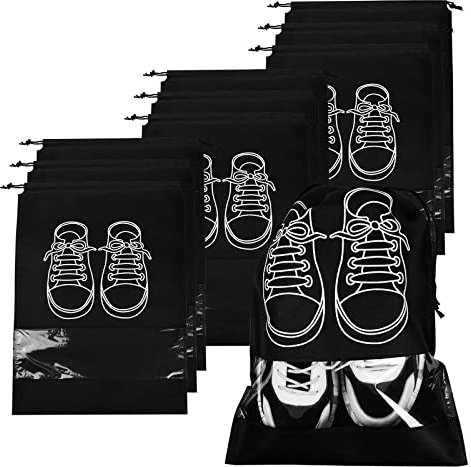 10 Pcs Sacs à Chaussures de Voyage Sacs Housses Chaussures Étanches avec Cordon et Fenêtre Transparente Sacs de Rangement Chaussures Grand Sac Organisateur Chaussures pour Femme Homme Chaussures