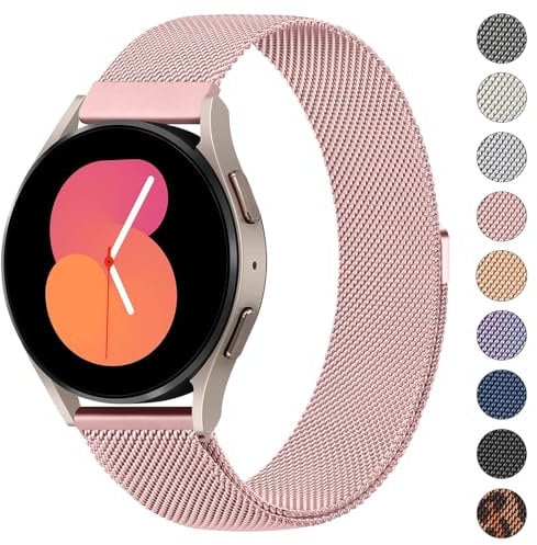 Tobfit Correa para Samsung Galaxy Watch 4/5/6 y Classic, Pulsera de Repuesto de Metal de Acero Inoxidable de 20mm para Mujer y Hombre