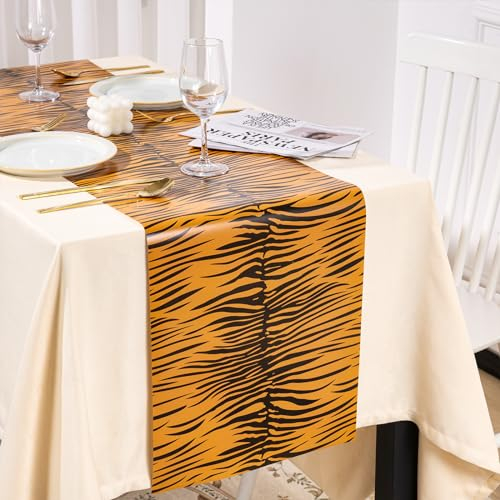 Holijolly Papier Tischläufer - 35.6 cm X 5 M - Tiger Prints Design Küche Esstisch Dekoration für Home Party Dekor mit schwachem Duft
