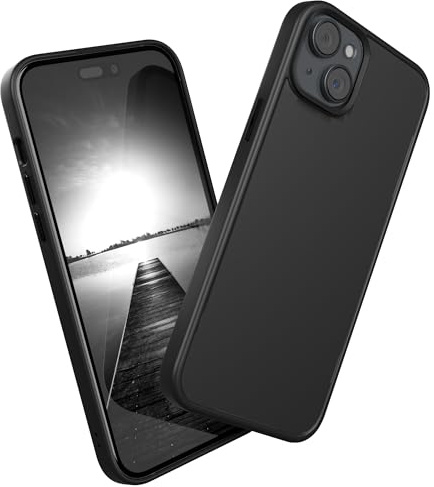 EAZY CASE - Hybrid Outdoor Case kompatibel mit iPhone 15 Plus Handyhülle für iPhone 15 Plus Hülle als Fallschutz schlanke Schutzhülle stoßfestes Cover in Matt Transparent/Schwarz
