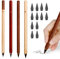 GUOYOU 4 Stück Ewiger Bleistift, Bleistift mit 12 Pencil Austauschbare Mine, Bleistifte Set, HB Bleistifte, für Ab 3 Jahren Kinder und Erwachsene Studenten, Heimbüro(4 Holzfarben)