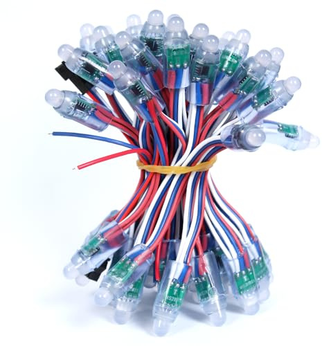 ruimeimei 50 Stück DC 12 V 12 mm WS2811 RGB Vollfarbpixel Digital adressierbare LED-Lichterkette Wasserdicht Außenwerbung