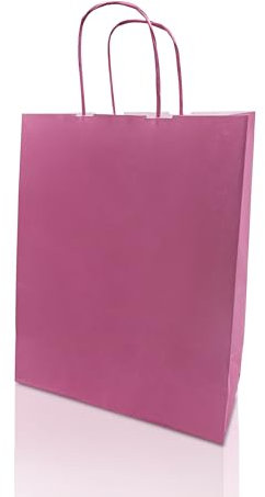 Ecocart S.p.A - Shopper Carta - Manico Cordino - Medium size - Colore Rosa - Shopper e Buste Regalo in Carta Kraft