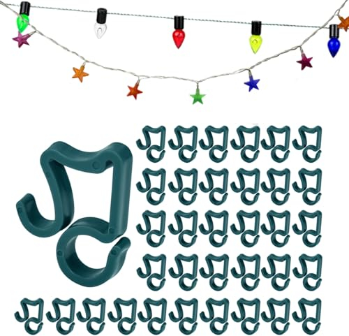 GOLRISEN 100 Stück Dachrinnenhaken Lichterkette Kunststoff Lichterkette Halterung Outdoor Weihnachtslicht Clip Mini Dachrinnenhalter für weihnachtsbeleuchtung LED Dekorative Lichterketten (Grün)