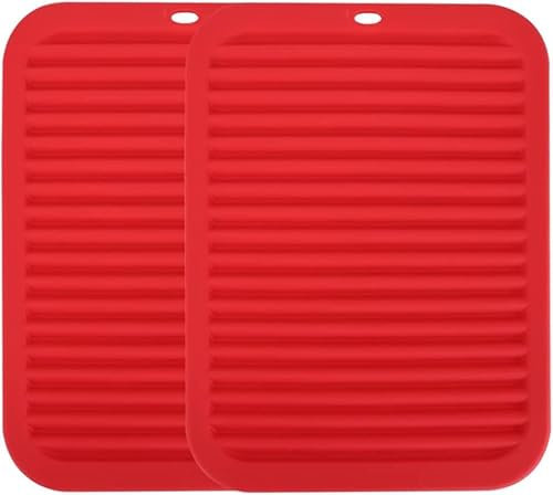 Silikon Untersetzer,Hitzebeständige Matte, 30 x 23 cm Silikon Topfuntersetzer Silikonmatte Hitzebeständig bis 230°C,für Küche, Wohnzimmer(rot)