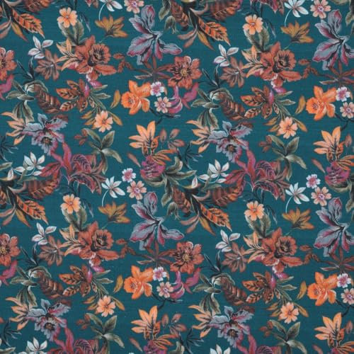 Stoff Meterware Blüten Blumen Pflanzen Baumwolle - 1 Meter, geblümt, Blumenstoff, Blümchen, Kissen, Bettwäsche, Kinder, Bekleidung, Sommer, Basteln, Nähen, Deko, DIY (Blütenmeer Blumen)
