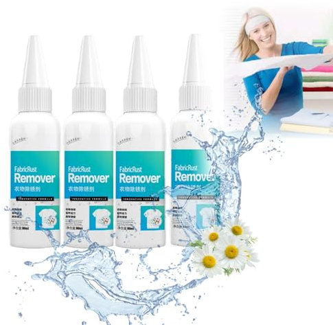 Fabric Rust Remover,Stoff Fleckenentferner,2024 wirksamer Rostfleckenentferner für Stoffe,Multifunktionaler Fleckenentferner für Hartnäckige Flecken und Öl für Verschiedene Kleidungsstoffe (4PCS)