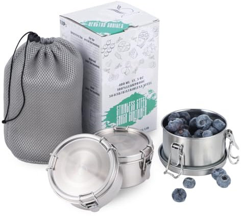 Kieaisy Edelstahl Dose (3 Stück), Lebensmittelbehälter Kinder, 400ml Klein Dosen, Snackbox, Aufbewahrungsdosen mit Deckel, Lunchbox Auslaufsicher Geeignet für Snacks, Obst, Müsli, Gewürz