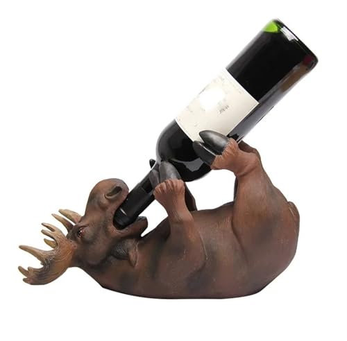 BUUNHI Weinkühler Rentier Miniatur Weinflasche Halter Dekor Harz Hirsch Wein Rack Tabletop Barware Ornament Handwerk Zubehör Flaschenkühler