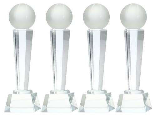 sourcing map Trofeo in cristallo con scatola, 22,9 x 7,1 cm, 4 pezzi, premio campioni di basket per scrivania, decorazione da tavolo, tornei sportivi, competizioni sportive, fermacarte, trasparente