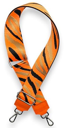 Ziona Taschengurt zum Wechseln Schultergurt für Taschen Schulterriemen für Umhängetasche verstellbarer Taschenriemen Silber Verschluss Made Italy (Orange#2)