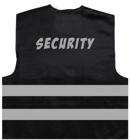 Security Sicherheitsdienst Warnweste BZW. Signalweste mit reflektierendem Aufdruck - Größe L/XL, Schwarz
