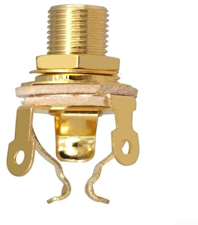 Premium 6.35mm Audio Socket, Guitar Input-Jack-1/4 Jack-Mono Panel Mount Socket, For Various Music Equipment Needs(Gold)