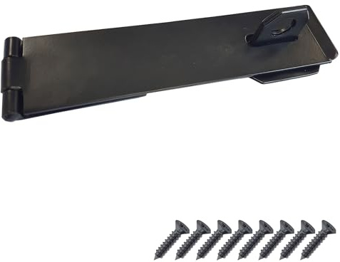 Keypak 150mm 6 Inch Heavy Duty Black Safety Hasp & Staple – Gate Clasp, Shed Hinge, Cabinet Door Latch Security with Screws