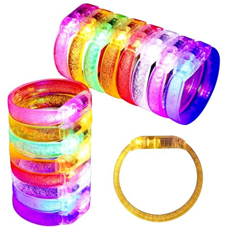 16 Piezas Pulseras LED Luminosas - Pulseras Fluorescentes para Fiestas, Cumpleaños, Bodas y Eventos Nocturnos,Decoraciones de Fiesta Brillantes para Cumpleaños,Material PVC Seguro