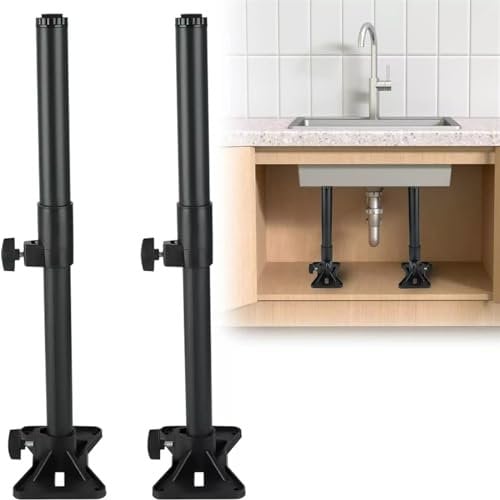 Soportes Para Fregadero Bajo Encimera, 2PCS Soportes Para Fregadero De Cocina Bajo Encimera De Acero Inoxidable Pies De Soporte Ajustables Soportes De Montaje Para Fregadero