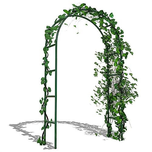 Rosenbögen für den Garten im Freien, dekorativer Gartenbogen aus Metall, 140 x 240 x 40 cm, Rankgitterständer für Kletterpflanzen, Weinreben, Blumen, einfach zu montieren, grün (Farbe: 1 Stück, Größe