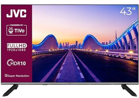 JVC Fernseher 43 Zoll Smart TV Powered by TiVo Full HD Fernseher, HDR TV mit Triple-Tuner, LED TV LT-43VF7555