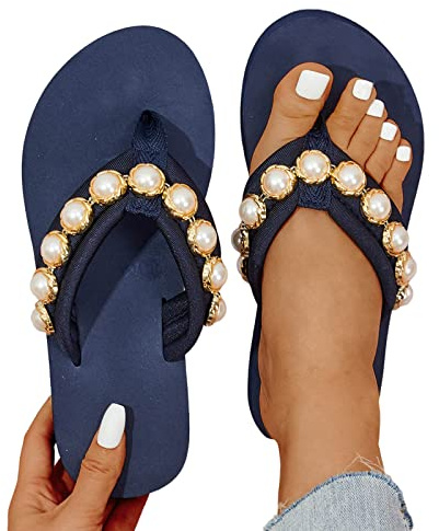 Generisch Damen Flip Flops Glitzer Keilsandalen Plateau Flach rutschfeste Strand Zehentrenner Sandalen Bequeme Robuste und Leichte Badelatschen mit Rutschfesten Sohlen