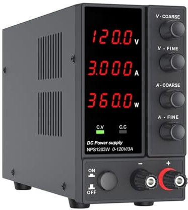 Fuente de alimentación de 0 a 30 V/60 V/120 V 0 a 10 A, bancos ajustables variables, fuentes de alimentación con control de codificadores y afinación fina