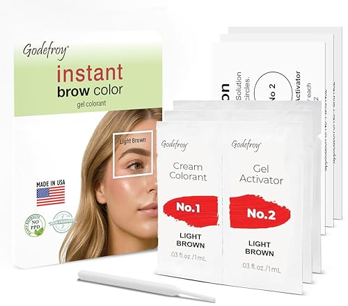 Godefroy Fast Acting Temporary Instant Brow Color, 3 Applications Per Package, Salon Quality Results, Light Brown
