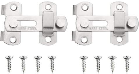 M METERXITY 2er-Pack Drehriegel Türriegel 3 Zoll Edelstahl Dreh Schiebe Scheunenriegel Mit Schrauben Schiebeverschlüsse Für Scheunentor/Zäune/Fenster/Schränke [Gebürstetes Silber]