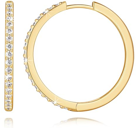 Balabelle Ohrringe aus 14-karätigem Gold für Damen, Kreolen aus 14-karätigem Gold für Damen, Kreolen mit Zirkonia und mehreren Größenoptionen für jeden Stil, Creolen für Damen, 12/14/16/20/25/30 mm