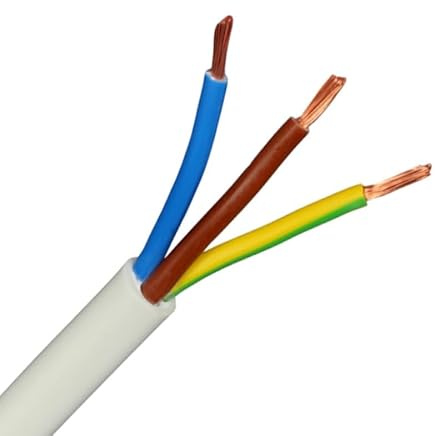 2/3/4 CORE ELECTRICAL WHITE FLEX CABLE ROUND FLEXIBLE WIRE 0.75/1.0/1.5/2.5mm2 (3 Core 1.5mm (50m))