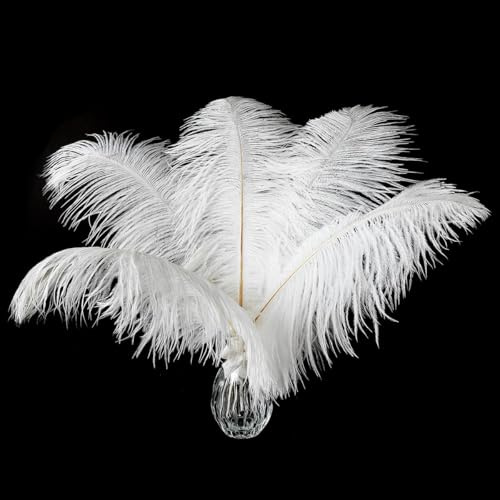 Ballinger White Large Ostrich Feathers Bulk for Vase,12Pcs,10-12inch | Big White Ostrich Feathers for Crafting Table Vase,Wedding Party Centerpiece,Flower Arrangement and Christmas Tree Home Decor