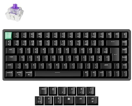 Keychron K2 HE Tastiera Gamer Wireless, 75% ISO-FR Layout, 2,4 GHz/Bluetooth 5.2, Retroilluminazione RGB, QMK/Via, Interruttore Magnetico Gateron Dual Rail Nebula, per Mac/Windows, Edizione Standard