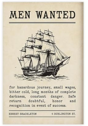 QIENAZIO Ernest Shackletons Antarktis-Expedition Rekrutierung Werbung Leinwand Modernes Poster Wandkunst Dekor Drucke Gemälde Wohnzimmer Schlafzimmer Dekor 30 x 45 cm
