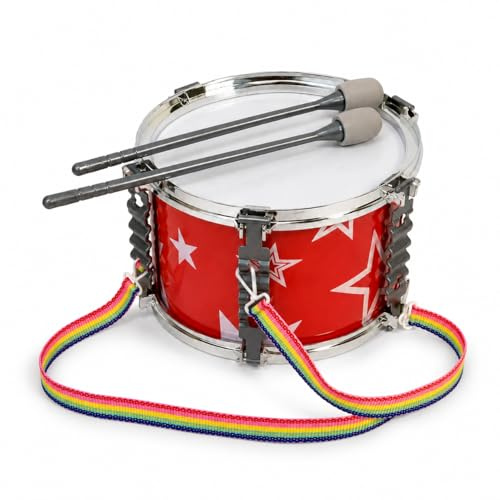 Tambour pour enfants avec baguettes et bandoulière, tambour de marche dans un sac diamètre 20 cm (A)