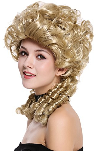 WIG ME UP - DH1009-ZA89 Perücke Damen Karneval Barock Renaissance Romantik Spiral Hofdame Locken toupiert Blond