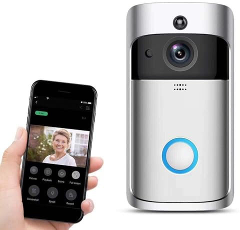 HUIGE Video Doorbell 720P HD Video, Two-Way Talk, Motion Detection, Wi-Fi Connected, Night Vision, PIR Motion Detection iOS Android