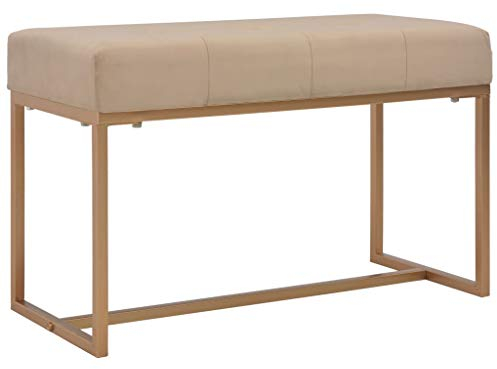 Festnight Sitzbank 80cm Deko Samt-Bank | Polsterbank Flurbank FussBank | für Esszimmer Schlafzimmer Küche, Wohnzimmer, Beige 80 x 36 x 51 cm