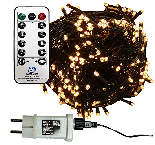 Gartenpirat Lichterkette 960 LED warmweiß 76 m Kabelfarbe dunkelgrün außen innen Weihnachtsbeleuchtung Timer Fernbedienung 8 Programme Dimme