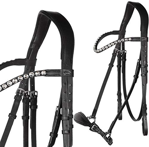 Heinick-Reitsport Trense Soft Hannoveranisch verstellbar Stride Schwarz ~ Glow-Silver ~ Vollblut