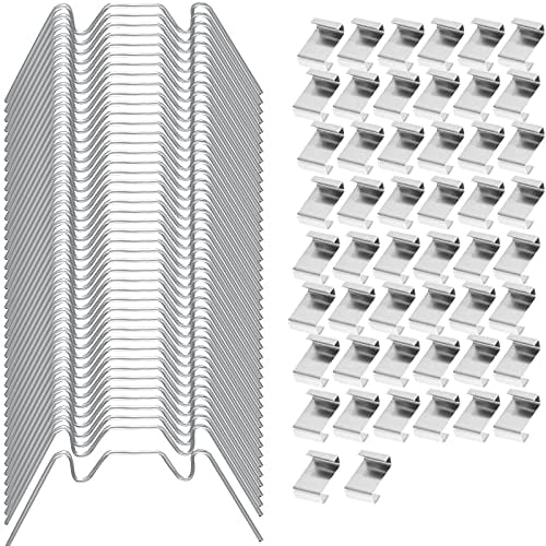 100pcs Greenhouse Clips Greenhouse Window Clips Stainless Steel Greenhouse Glass Pane Fixing Clips Greenhouse Spring Clips Halls Greenhouse Clips for Glass (50 W Glazing Clips & 50 Z Overlap Clips)