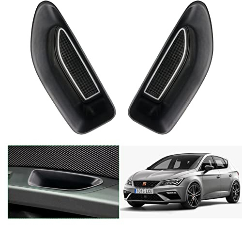 GAFAT 2012-2019 Seat Leon MK3 5F KL ST FR/Cupr-a Leon Aufbewahrungsbox Armlehne Organizer Tray für Türgriff [Haustür 2 Stücke] (Schwarz)