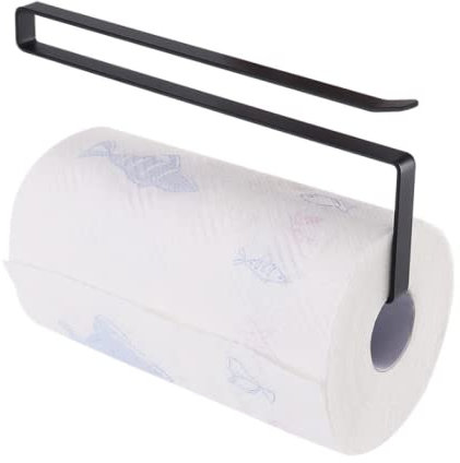 kissral Paper Towel Holder Dispenser Under Cabinet Paper Roll Holder Rack No Drilling Kitchen Roll Holder Storage Rack HolderKitchen Toilet Cling Film Kitchen Towel Wrap Aluminium Foil Black